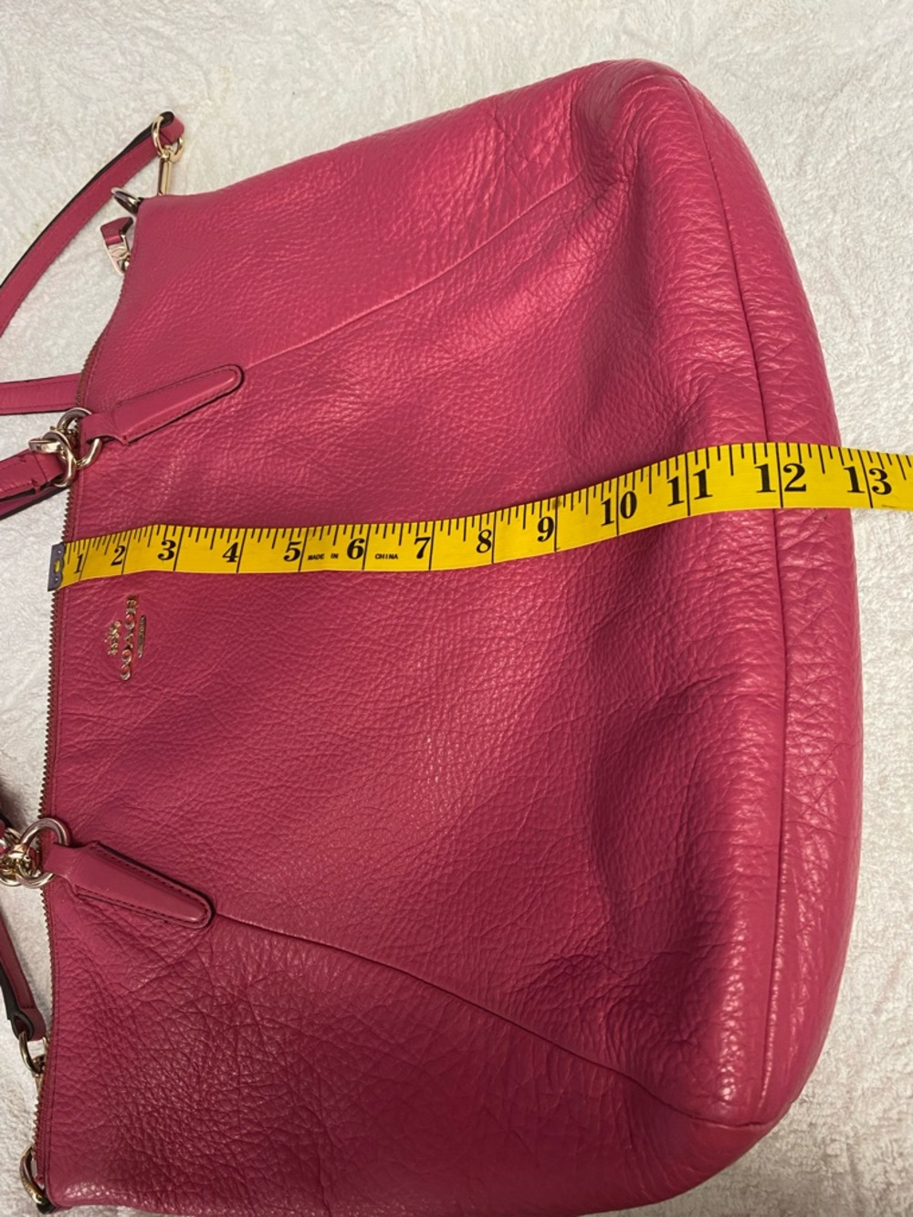 Coach Pebbled Leather Shoulder Bag - Fuchsia Pink - Picture 2 of 12